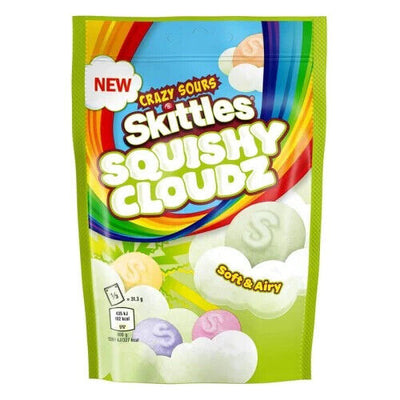SKITTLES Crazy sours Fruit Squishy Cloudz  – caramelle gommose alla frutta mista acide 94gr