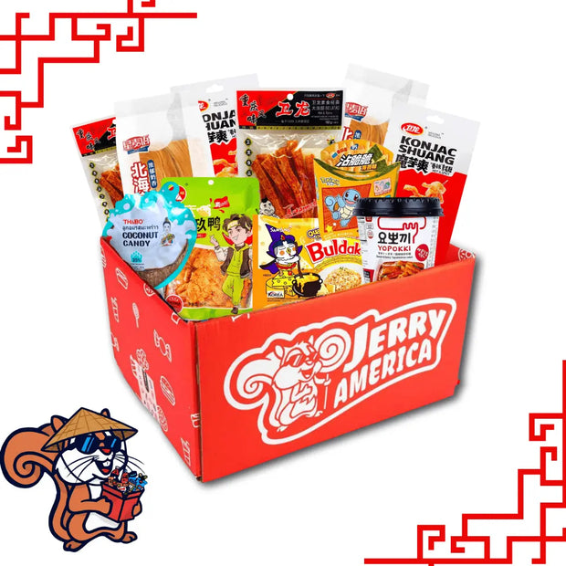 Snack Box Asian Food con almeno 15 prodotti asiatici: dolce, salato e bevande