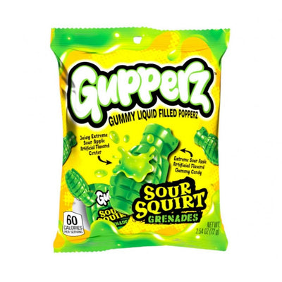 Gupperz Sour Squirt Grenade - Caramelle gommose alla Mela verde con ripieno liquido.