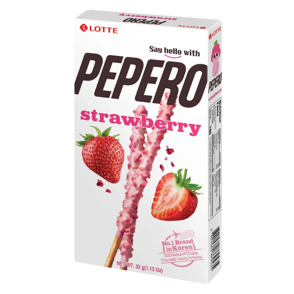 LOTTE Pepero Strawberry- stick di biscotto con copertura al gusto di fragola 32g