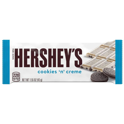 HERSHEY'S COOKIES 'N' CREME 43g - barretta di cioccolato bianco con pezzetti di biscotto