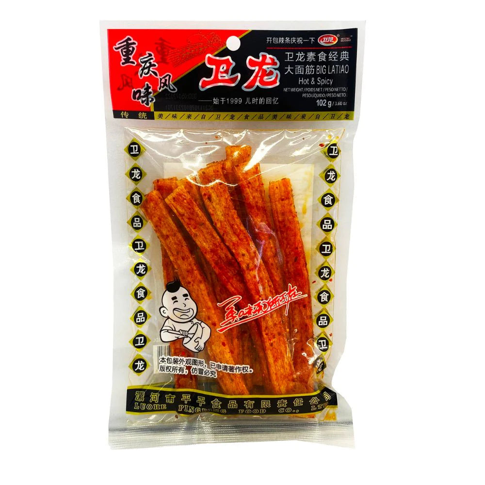 Weilong Big La Tiao Hot & Spicy - stick di frumento piccante e agrodolce 102g