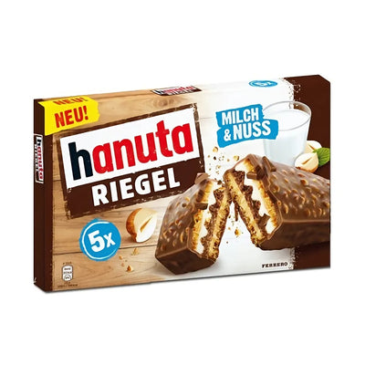 FERRERO Hanuta Riegel x5 - Wafer Al cacao Ripieni di crema al latte e alle nocciole