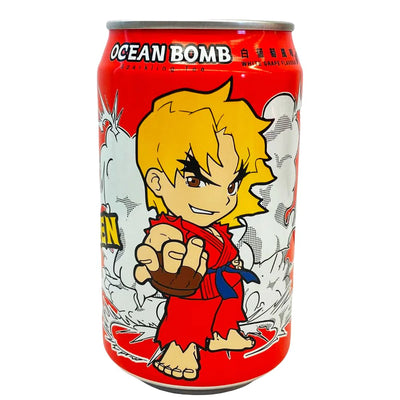 OCEAN BOMB STREET FIGHTER KEN - bevanda frizzante al gusto d'uva bianca 330ml