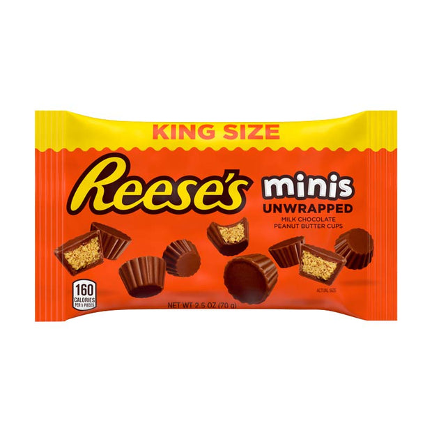 REESE'S PEANUT BUTTER CUPS MINIS KING SIZE 70g - mini coppette di cioccolato ripiene di burro d'arachidi