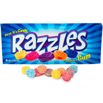 RAZZLES ORIGINAL 40g - caramelle che diventano gomme gusti vari frutta