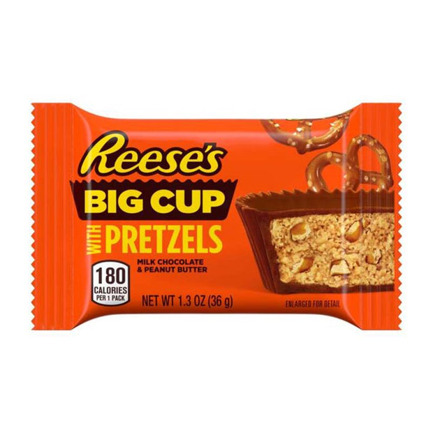 REESE'S BIG CUP PRETZELS 36g - coppetta al cioccolato ripiena di burro d'arachidi e pezzetti di pretzel