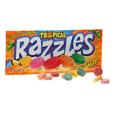 RAZZLES TROPICAL 40g - caramelle che diventano gomme gusto frutti tropicali